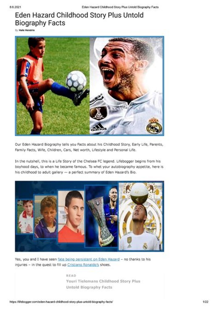 Eden Hazard Childhood Story Plus Untold Biography Facts